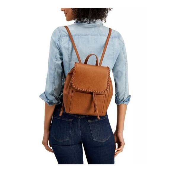 STYLE & CO Whip-Stitch faux-leather soft medium women\'s backpack - Tortoise/Tan main image 9